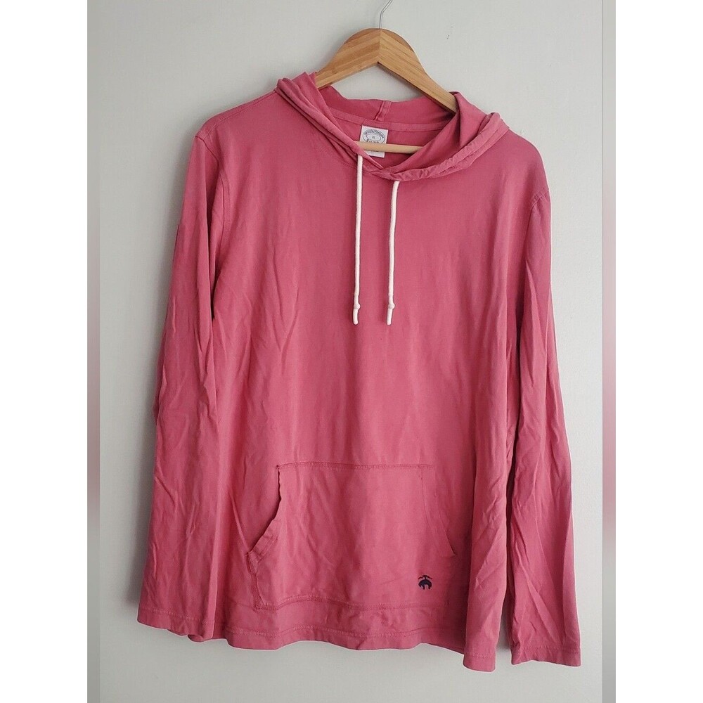 Brooks Brothers Rose Pink Hooded Pullover Long Sleeve Shirt Size Xl